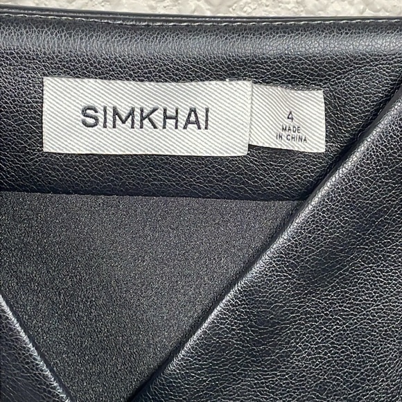 New Jonathan Simkhai Carlee Fringe Detail Faux Leather Dress Vegan Black Sz 4 - Picture 9 of 15